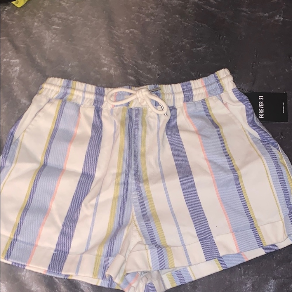 striped paper bag shorts